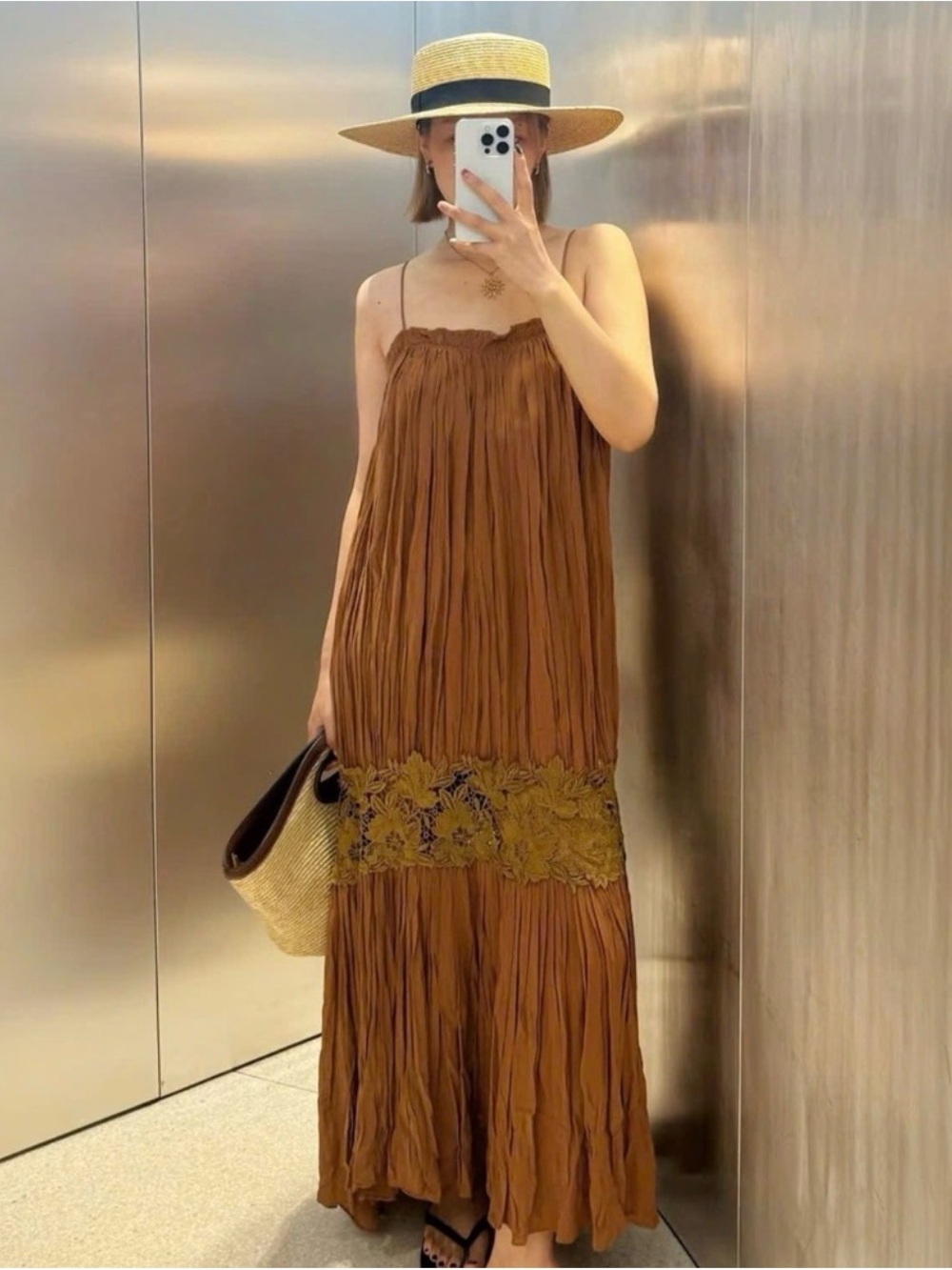 NWT Zara ZW Collection Wrinkled Embroidered Dress S - Picture 3 of 11